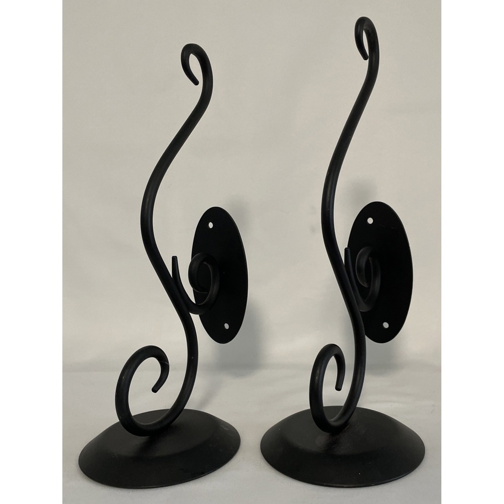 Partylite Black Wrought Iron Wall Sconces Candle Holders Matching Set Retired